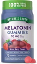 Nature's Truth Melatonin 10mg Gummies | 70 カウント | ベリーフレーバー | ビーガン、非GMO、グルテンフリーサプリメント