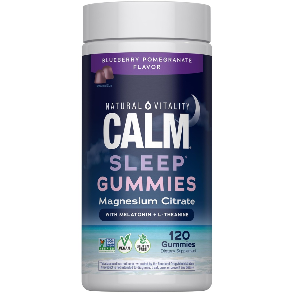 自然な活力SLEEPのグミ、MelatoninおよびL-Theanineのマグネシウムの補足、ビーガン、グルテンフリーのGlutenは睡眠、Blueberry Pomegranate 120の計算にボディ イースを助けます