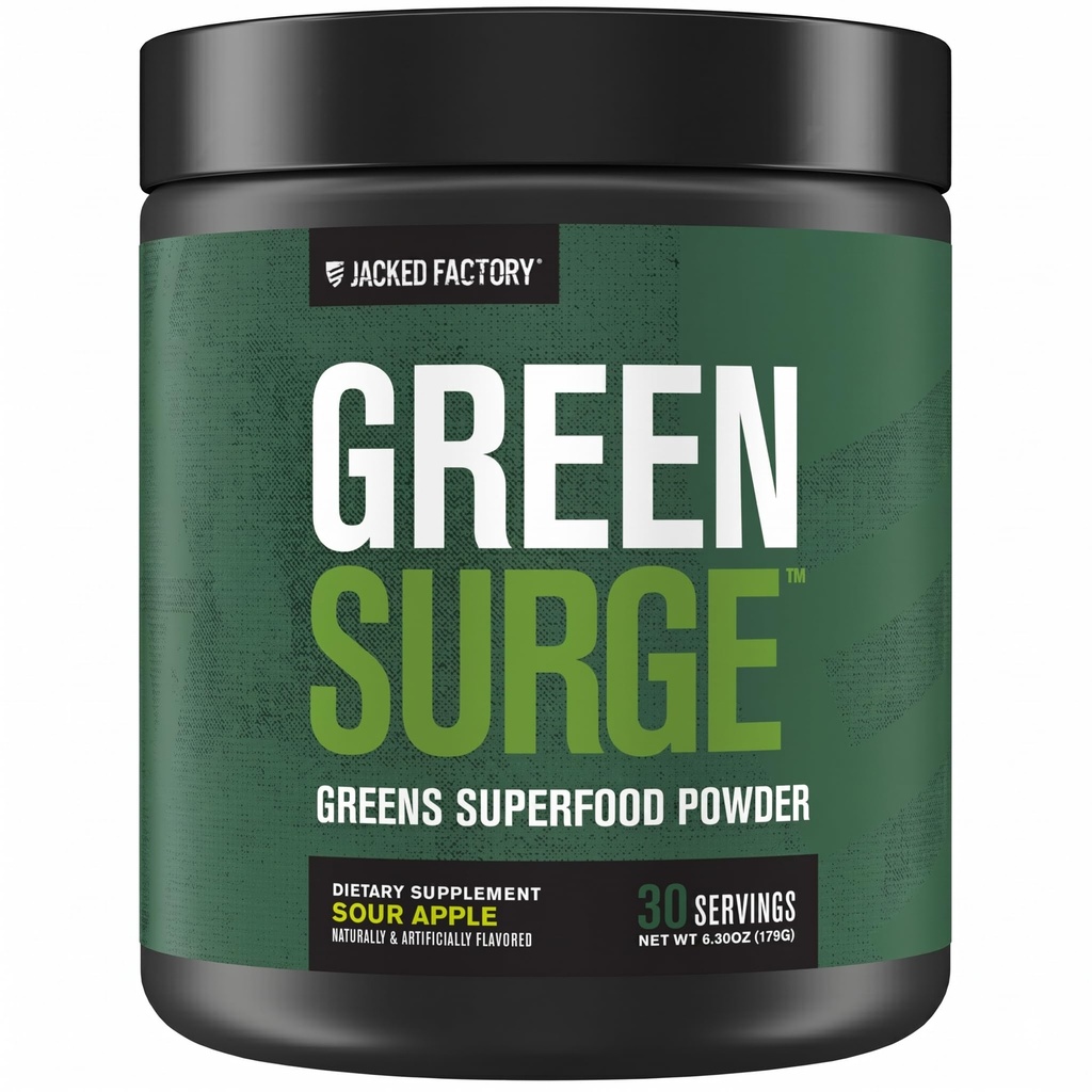 ジャック工場グリーンサージグリーンスーパーフードパウダー - Ketoフレンドリーグリーンドリンクw / Spirulina、小麦&バーリーグラス、有機グリーンティーエキス、プロバイオティクス&消化酵素 - サワーアップル