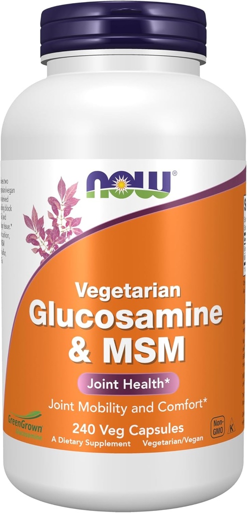NOW Foods Supplements, Glucosamine & MSM (GreenGrown® Glucosamine), Vegetarian, 240 Veg Capsules