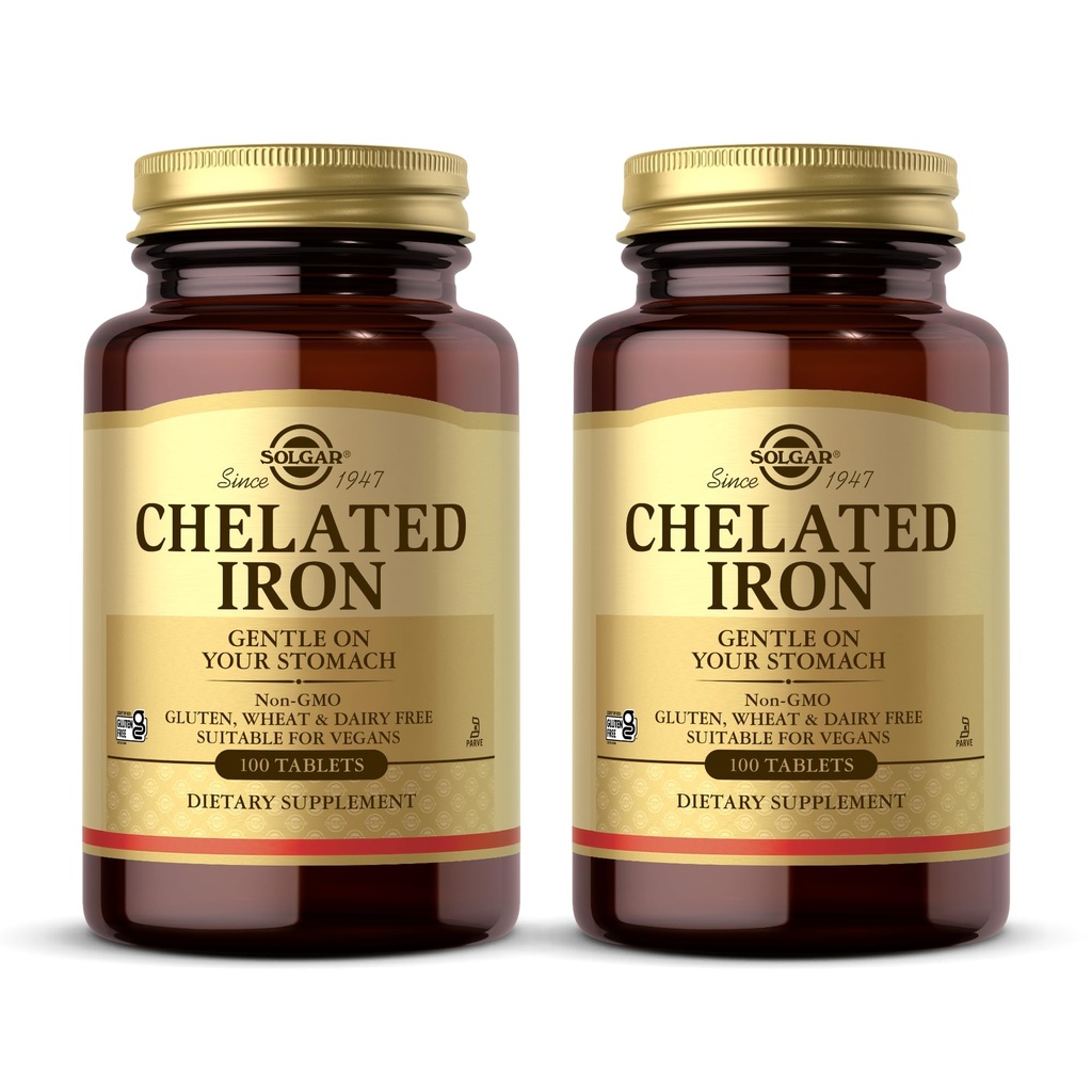 ソルガーシェレート鉄 - 100錠、パック2 - あなたの胃 - Non-GMO、ビーガン、グルテンフリー、乳製品無料、コーシャ - 200トータルサービング