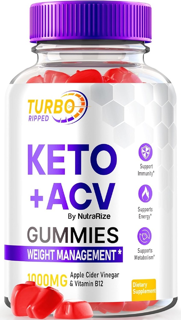ターボリッピング、ターボリッピングKeto ACVグミー、公式減量グミー、Apple Cider Vinegar 1000MG、すべての自然ACV Gummy、Premium Keto + ACVフォーミュラ、TurboRipped Gomitasレビュー(60グミー)