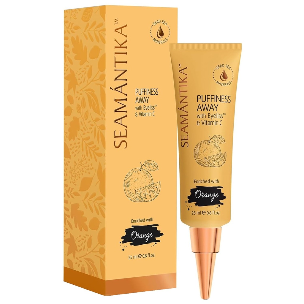 SEAMANTIKA PUFFINESS AWAY アイクリーム 0.8 fl.oz - インスタント アイバッグ リムーバー 接眼レンズとふわふわふわふわ; ビタミン C、目の疲労減力剤の即時結果、しわの一時的な減少 & ダークサークル