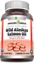 アメイジングオメガワイルドアラスカサーモンオイル(オメガ-3、EPA/DHA)サプリメント | 2400 Mg / サービングあたり | 120 Softgels | 非GMO | グルテンフリー | アメリカ製
