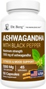Dr. Berg Ashwagandhaのカプセル1000mg - Bioperineからの黒いペッパーが付いているAshwagandhaの根を-アシュワガンダは90のカプセルを補います