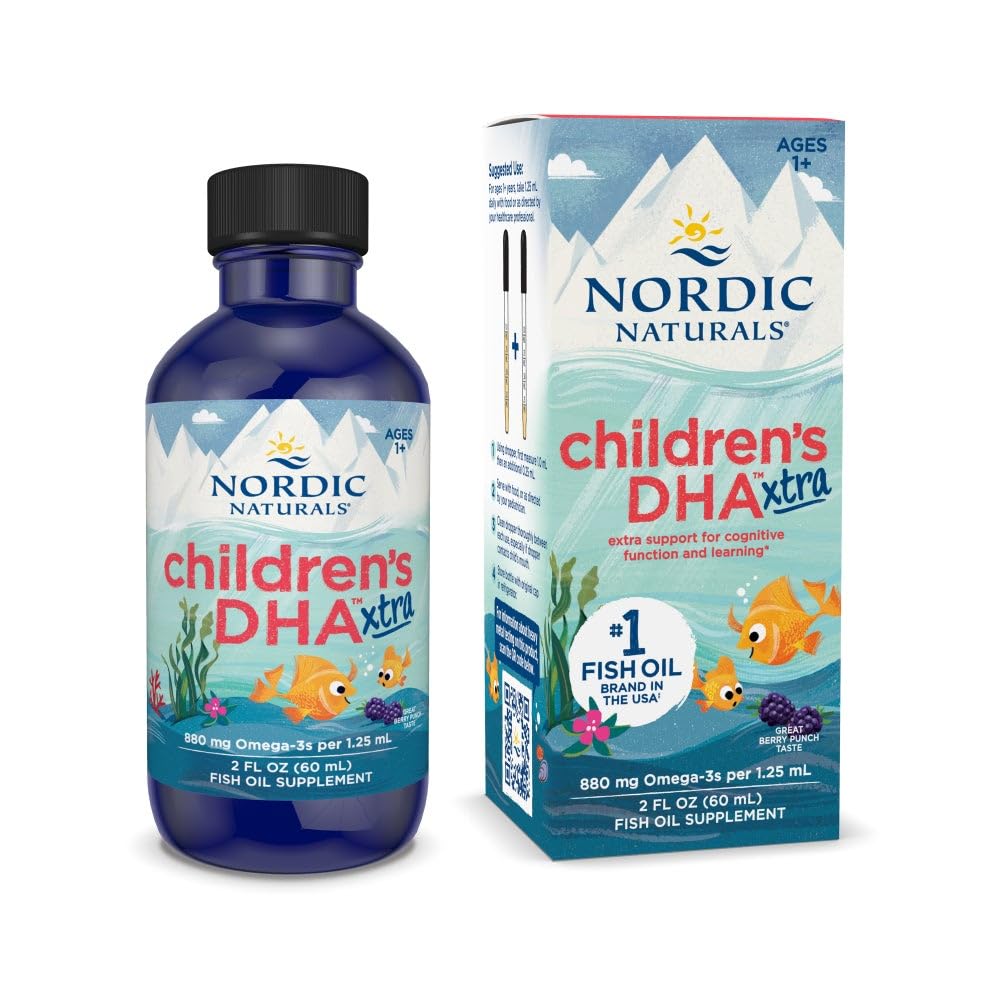 ノルディックナチュラルズ子供用DHA Xtra、ベリーパンチ - 子供のための2オンズ - 880 mg合計オメガ-3sとEPA&DHA - 認知&免疫機能、学習、社会開発 - 非GMO - 48のサービング
