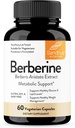 Sandhu's Berberine HCL Supplement 500mg per capsule with 97% Pure Berberis Aristata Extract| 60 count| Supports Weight Management & Healthy Energy levels| Made in USA, Vegetarian, Non-GMO, Gluten Free
