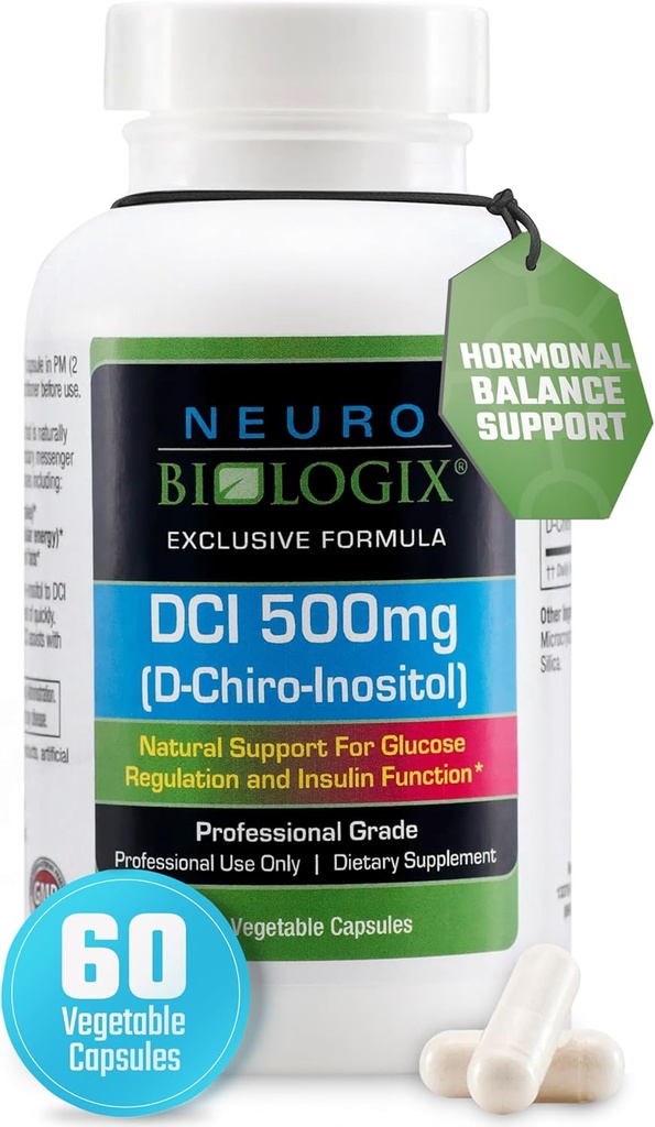 Neuro biologix High-Potency D Chiro Inositol for Men & Women 500mg - Comprehensive D Chiro Inositol Supplement to Support Hormone Balance, Mood and Energy - 60 Vegetable Capsules