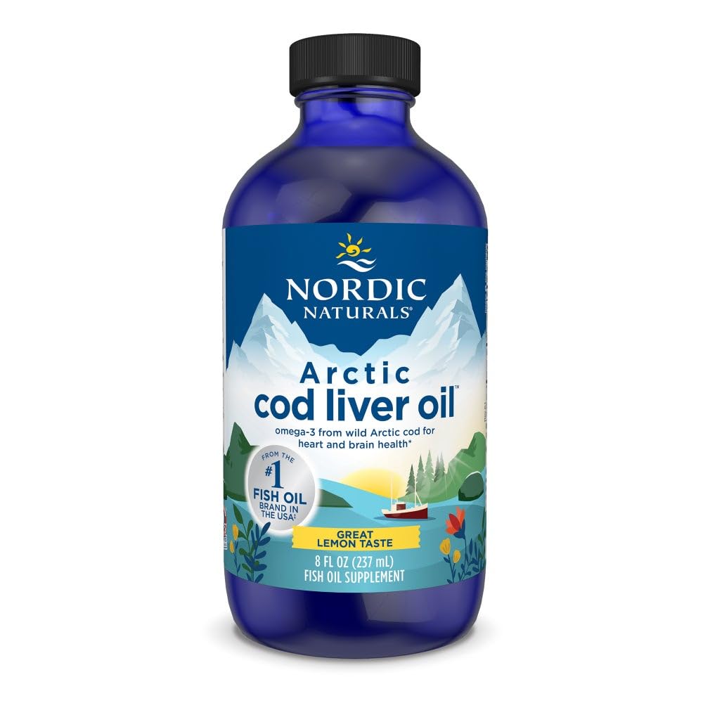 Nordic Naturals Arctic Cod Liver Oil、Lemon - 8 oz - 1060 mg EPA&DHA - 心と脳の健康、健康な免疫、全体的なウェルネス - 非GMO - 48 サービング