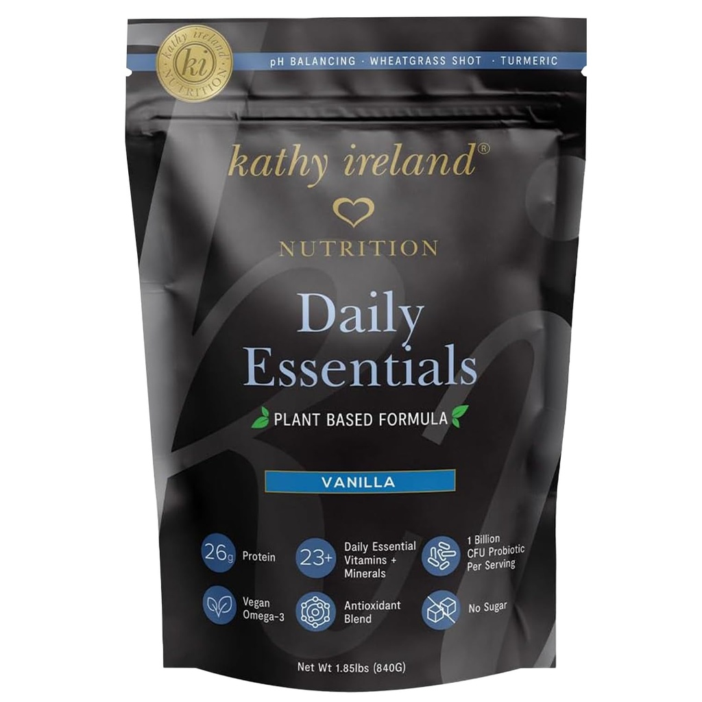 Kathyアイルランド植物ベースのバニラプロテインパウダー、26gタンパク質、低炭水化物ミールの交換、Pea、Mung&Fava Beanブレンド、プロバイオティクス、ビタミン&ミネラル、1.75ポンド