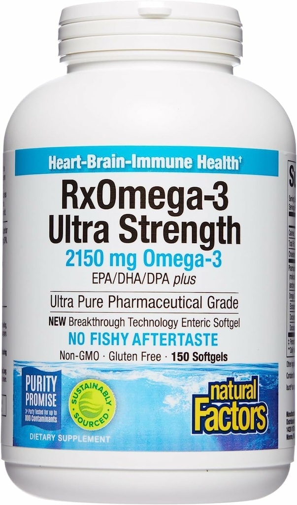 自然な要因 RxOmega-3 の超強さ-脳及び中心の健康サポートのための食事療法の補足-EPA 及び DHA の目の健康の補足- Omega-3 の脂肪酸と補足- 150 の Softgels (75 のサービング)