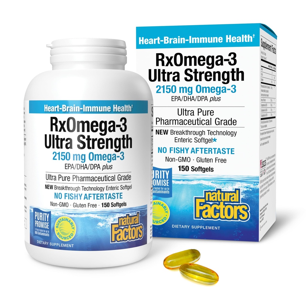 自然な要因 RxOmega-3 の超強さ-脳及び中心の健康サポートのための食事療法の補足-EPA 及び DHA の目の健康の補足- Omega-3 の脂肪酸と補足- 150 の Softgels (75 のサービング)
