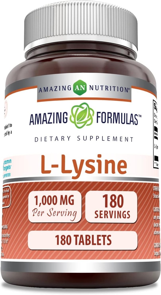 アメージングフォーミュラ L-Lysine 1000 Mg アミノ酸サプリメント | タブレット | 非GM0 | グルテンフリー | アメリカ製(1パック | 180カウント)