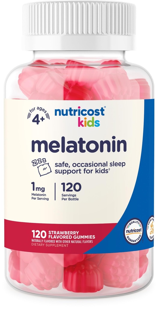 Nutricostキッズメラトニンガミー1mg、120グミー、イチゴ風味