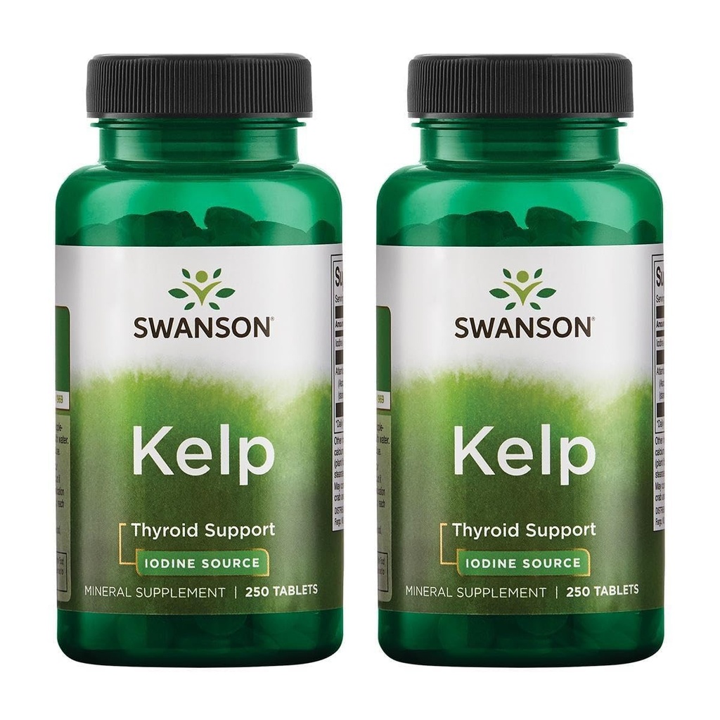 Swanson Kelp - 自然なヨウ素の源の支持の甲状腺の健康 - ミネラル補足w/ヨウ素の源の標準化された0.4% - (250のタブレット、225mcgそれぞれ) (2パック)