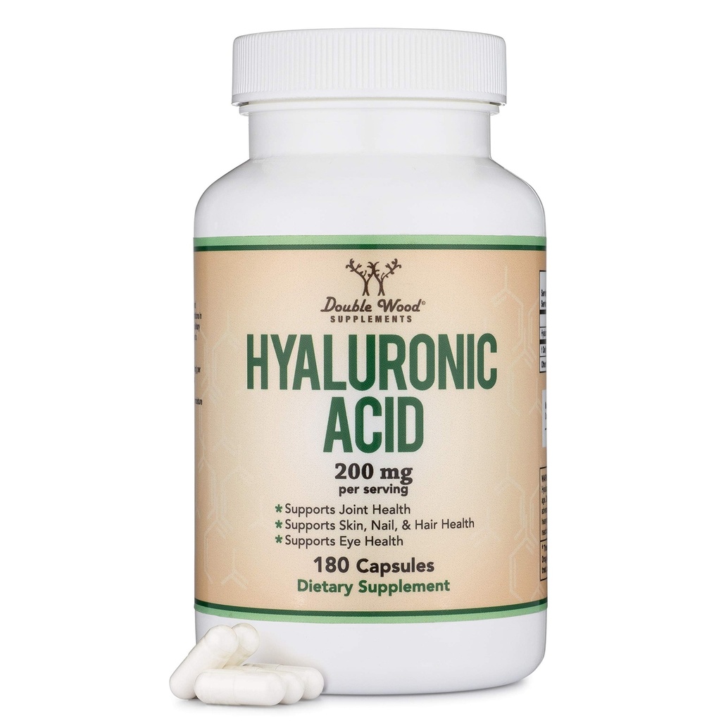 Hyaluronic 酸の補足 -180 カプセル(表面のための Hyaluronic 酸の血清の効果を高める)皮および表面老化サポート(Acido Hialuronico)のためのサービングごとの 200mg は二重木によって放します