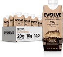 Evolve Plant Based Protein Shake, Café Mocha, 20g Vegan Protein, Dairy Free, No Artificial Sweeteners, Non-GMO, 10g Fiber, 11oz, (12 Pack) (Formula May Vary)