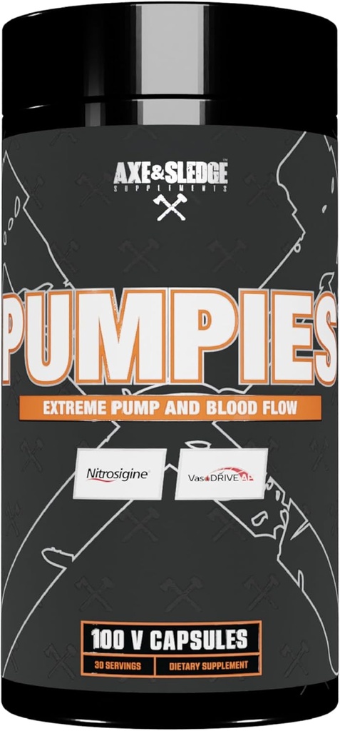 Axe&Sledgeは、VasoDrive-APとNitrosigine、増加ポンプ、性能、および回復、20のサービング、100のカプセルとPUMPIES Nitric酸化物ブースターを補います