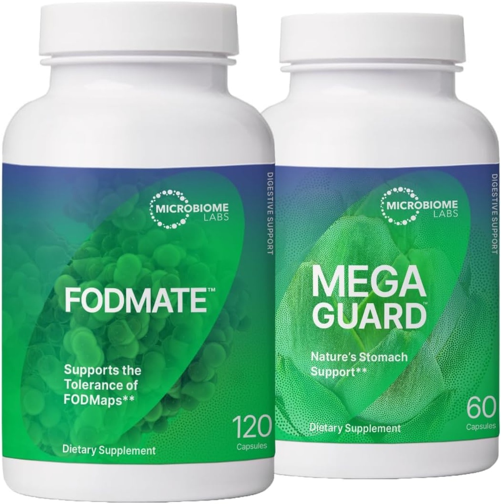 Microbiome Labs ダイジェクション サポート バンドル - FODMATE 消化酵素 & MegaGuard 消化器補助ジンジャーと DGL (2 製品)