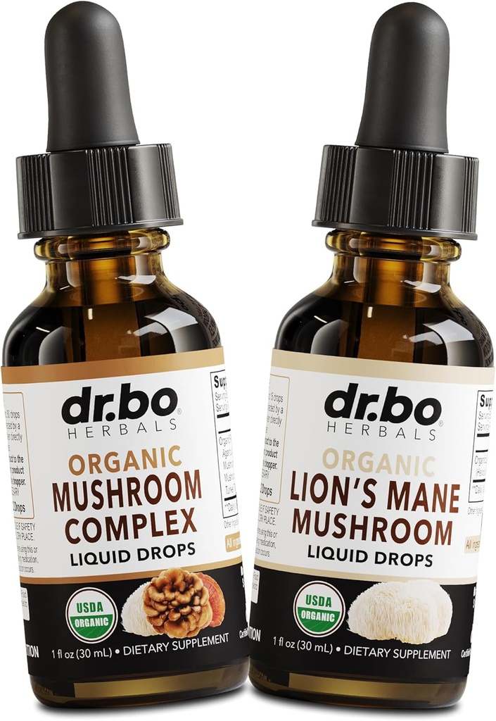 Organic Lions Mane Mushroom Complex Liquid Drops - Organic Lion's Mane Mushroom Liquid Tincture Focus, Fog, Brain Health Supplements - Lions Supplement Extract