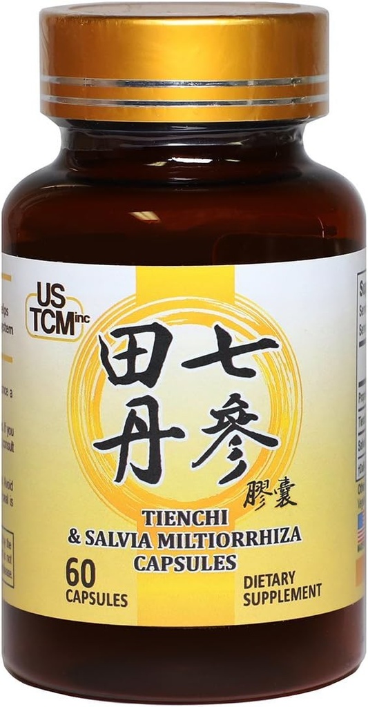 Tienchi DanshenカプセルPseudoginseng Notoginseng Sanqi Salvia Miltiorrhiza赤いセージカプセル500mg 60の野菜カプセル100%の米国で作られた健康な心血管系のための自然な保存剤無し