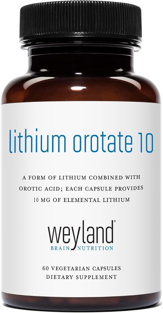 Lithium Orotate 10mg (1 Bottle), 60 Vegetarian Capsules