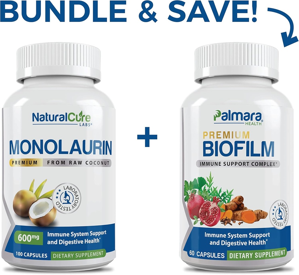 自然なキュア・ラボの束:優れたMonolaurin 600mg + Biofilmの複合体