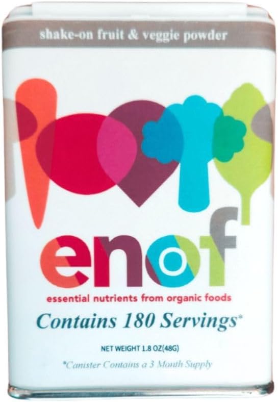 ENOFオーガニックフルーツと野菜パウダーサプリメントキッズ&大人10成分 - ストロベリー、ほうれん草 | グルテンフリーの野菜パウダーを子供用 | 180 人前・3 人前・アメリカ製