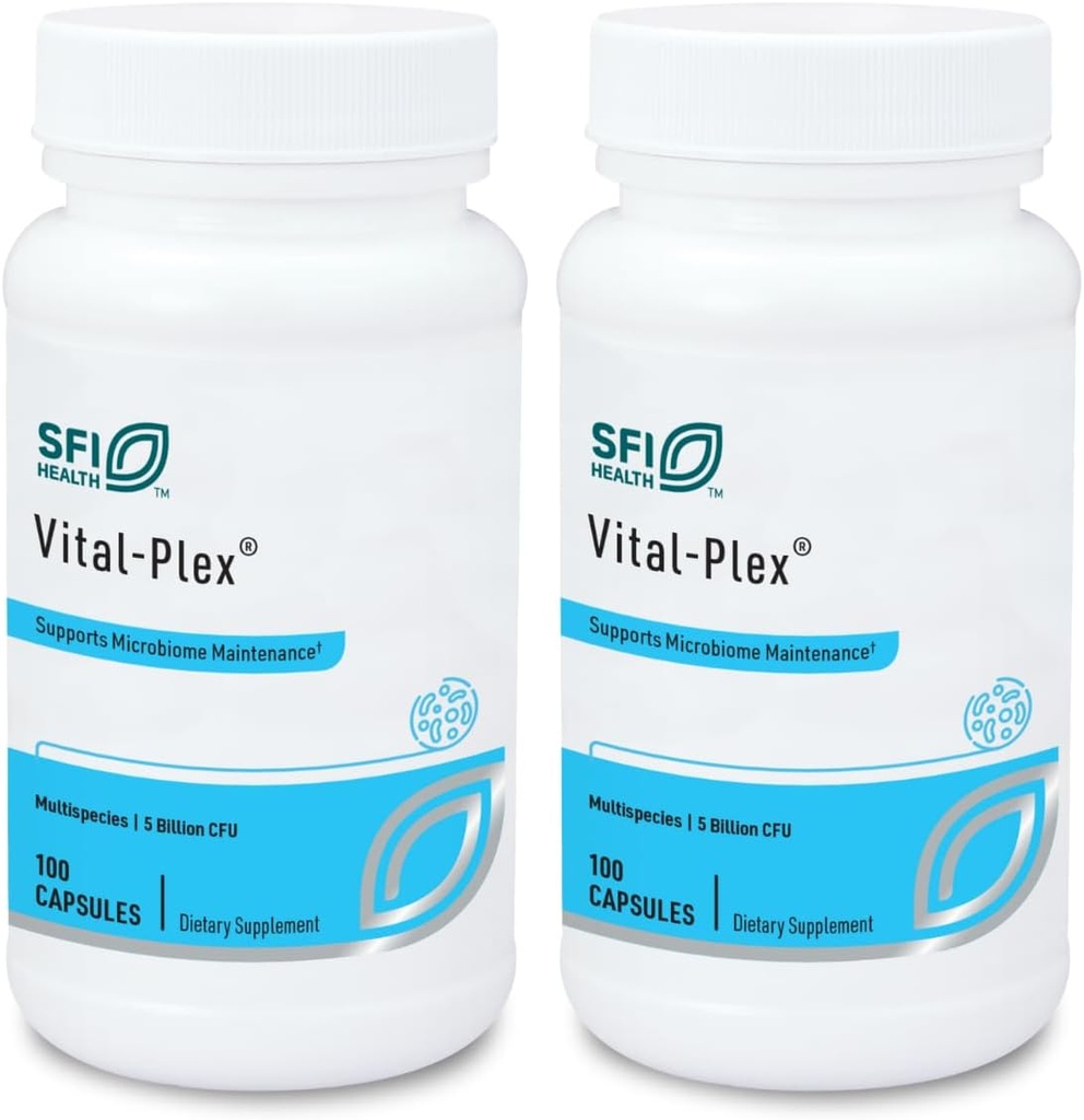 Klaire Labs SFI Health Vital-Plex Probiotic - 男性と女性のためのGI Microbiotaのリバランスを助ける、5億CFU Hypoallergenic&Dairy-Free Bifidobacterium&Lactobacillus Blend(100カプセル、2パック)