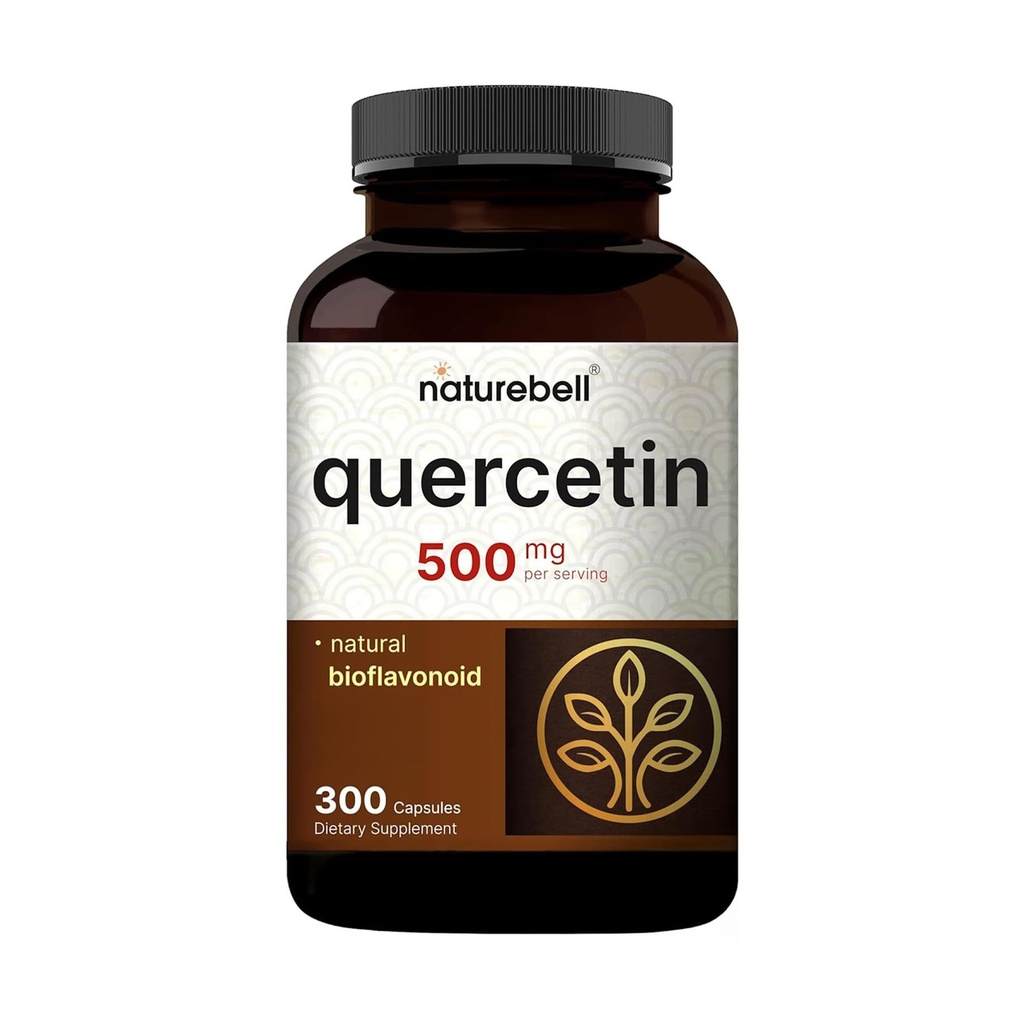 NatureBell Quercetin 500mg / サービング、300カプセル | 免疫サポートのための超強度バイオフラボンドサプリメント | サードパーティ製、非GMO、グルテンフリー