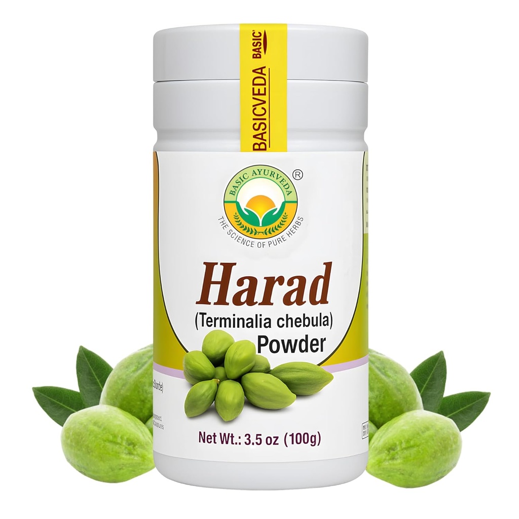 BASIC AYURVEDA Haritaki Powder | 3.53 Oz (100g) | オーガニック 原薬パウダー | ナチュラル ターミナル シブラ