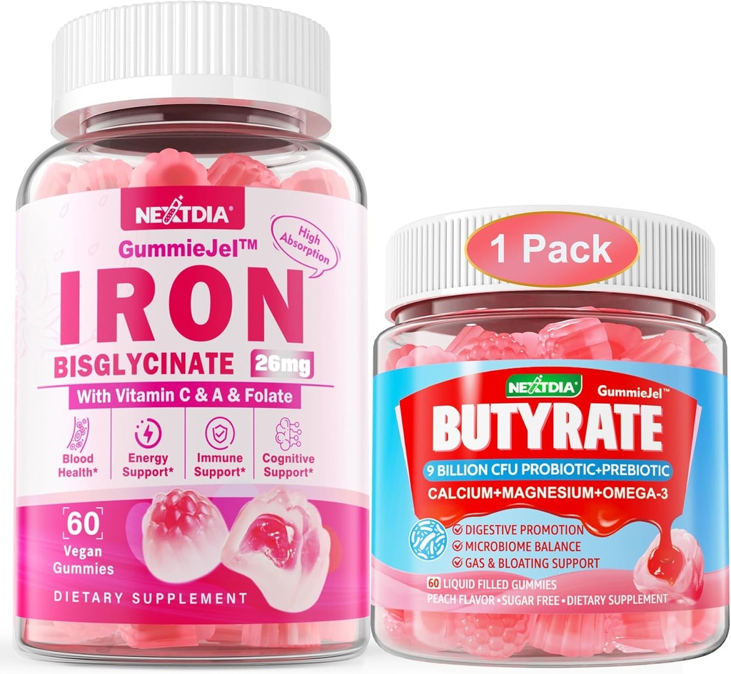 Butyrate Gummies + Iron Bisglycinate 26mg Filled Gummies
