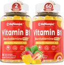 Vitamin B1 Gummies | Benfotiamine 500mg with Vitamin B6 B9 B12 & Magnesium for Nerve Health, Energy & Metabolism Support | Sugar Free, Non GMO, Vegan, 120 Counts