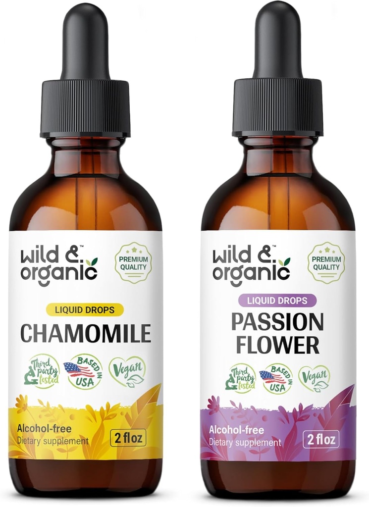 ワイルド&オーガニックシャモミール チンキ 2 fl oz & パッションフラワー チンキ 2 fl oz