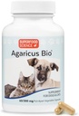 Agaricus Bio 300mg for Canines and Felines, Beta Glucan Mushroom Pet Supplement to Boost Critical Immune Defense & Cellular Health, Antioxidant Powder, Energy Support for Old Dogs and Cats, 60 caps