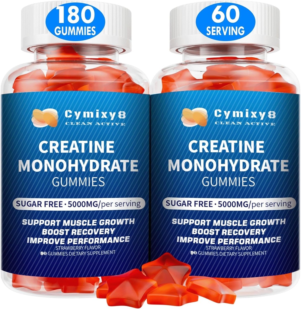 男性と女性のためのクレアチンの Monohydrate のグミ 5g、Liposomal Taurine、BCAA、アルファ GPC、B12 の筋肉成長、いちごの味、180Count のためのクレアチンの Monohydrate の咀嚼と 7100mg