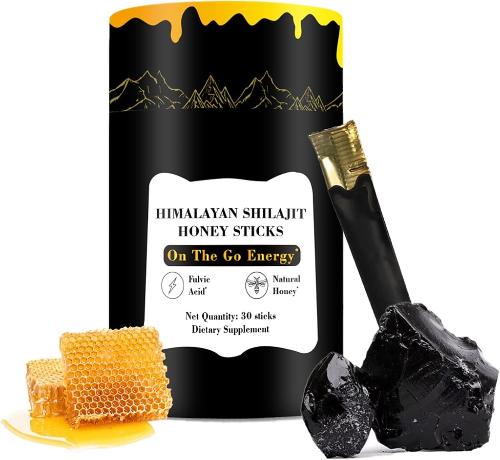 Shilajitハニースティック、30スティック - 純粋なヒマラヤ樹脂、エネルギーブースト、免疫サポート&バイタリティ、SHILAJITハニースティック、男性&女性のためのオーガニックハニースティック