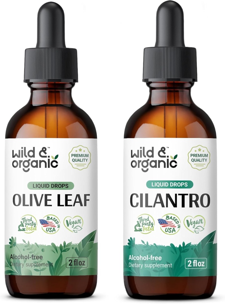 ワイルド&オーガニックオリーブリーフTincture 2 fl oz & Cilantro Tincture 2 fl oz