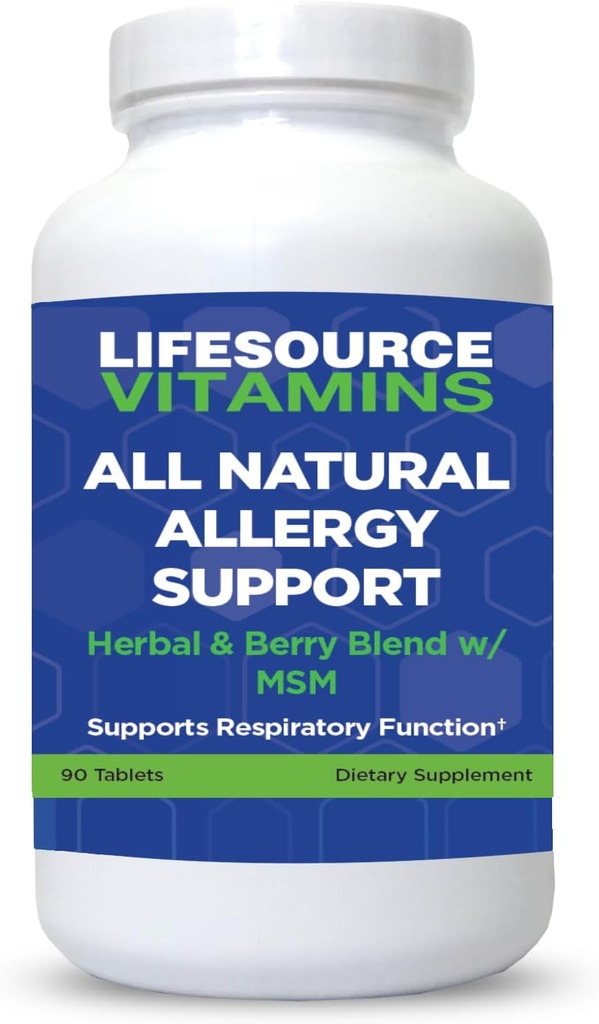 LifeSource Vitamins All Natural Allergy Support - Seasonal and Perennial Pollen, House Dust, Molds, Pet Dander, and Chemical Pollutants - 90 Count