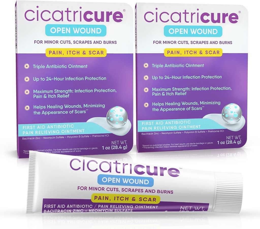 痛みの軽減、傷の心配のためのBacitracinの抗生物質の軟膏及びクリームが付いているCicatricureの三重の抗生物質の軟膏は、切口、焼跡、昆虫の咬傷、応急処置の1オンスを供給します