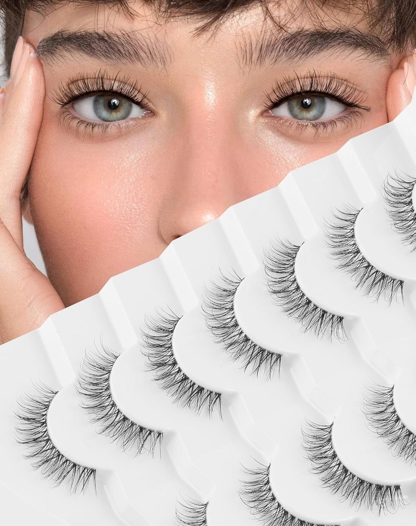自然な偽のまつげの明確なバンド 鞭の自然な一見のJiocolorのWispyのどのミンクのLashesのDemiwispiesの偽のLahes 12MM 7組のWispyの夢(7mm-12mm)