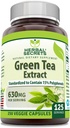Herbal Secrets Green Tea Extract 630 Mg Per Serving | Veggie Capsule Supplement | Non-GMO | Gluten Free | Made in USA (1 Pack, 250 Count)
