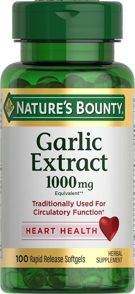 Nature's Bountyのニンニクのエキス、草の補足、サポート 循環機能、1000mgの100急速な解放のSoftgels