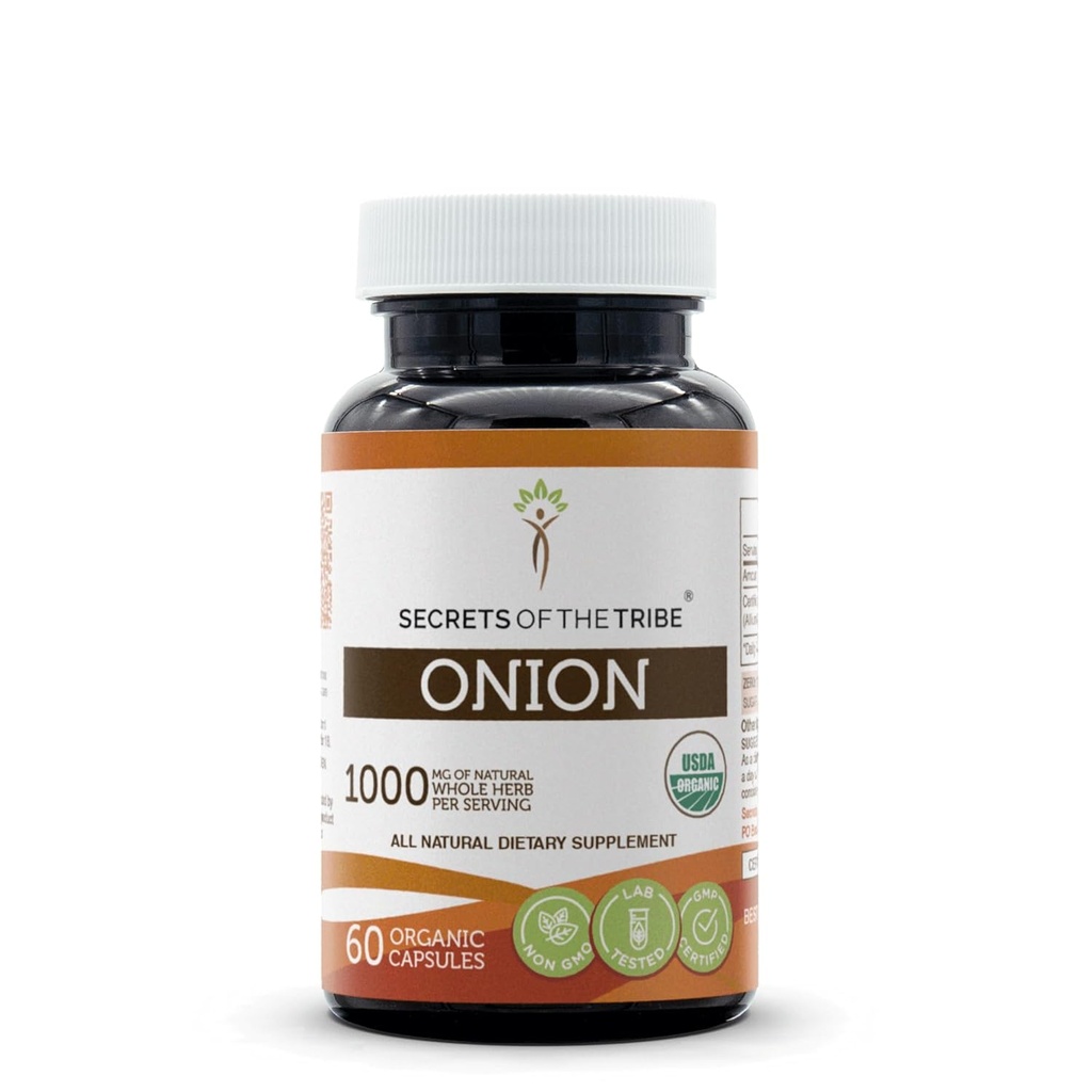 Secrets of the Tribe Onion USDA Organic 60 Capsules | Made with Vegetarian Capsules and Certified Organic Onion (Allium Cepa) Dried Bulb (60 Capsules)