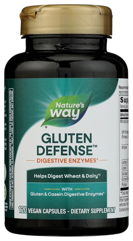 Nature's Way Gluten防衛消化酵素*、助けはダイジェスト小麦&酪農場(1)、Gluten&Casein消化酵素*、120ビーガンカプセル(5月Vary包装)
