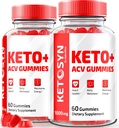 (2パック) Ketosyn ACV Keto Gummies、Ketosyn Keto + ACV Gummies 高度な減量、Keto Syn Apple Cider Vinegar サプリメント、Keto-Syn 最大強度1000MG、Gomitas レビュー(120 Gummies)