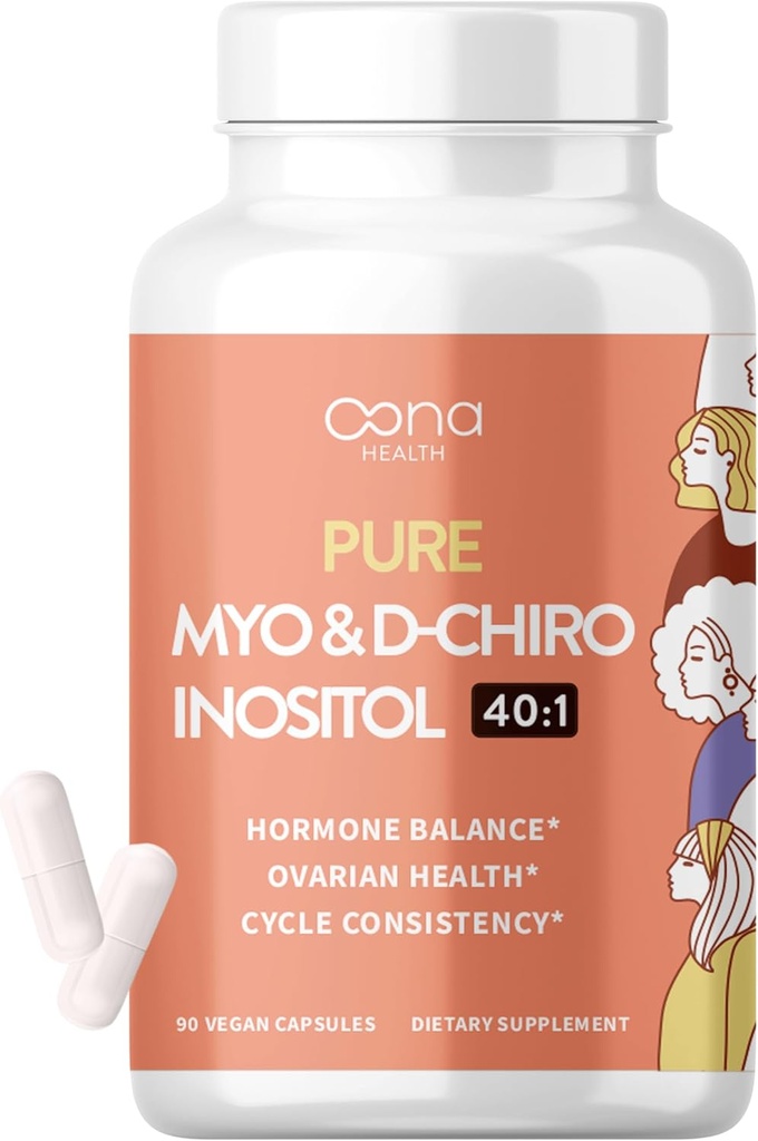 女性のためのビーガンMyo-Inositol&D-Chiro Inositolサプリメント - PCOSの救済、ホルモンバランス、Ovarianサポート、排卵サポートサプリメント - 理想的な比率40:1-90キャップ - 女性のための豊饒サプリメント