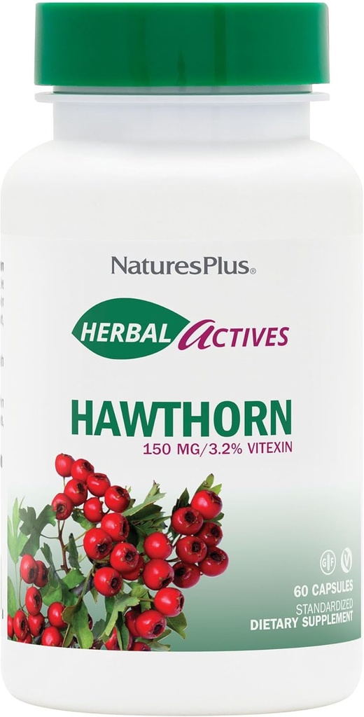 NaturesPlus ハーブ活動 Hawthorne 150 mg - 60 ベジタリアンカプセル - 心の健康をサポート - グルテンフリー - 60 サービング
