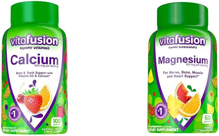 骨および歯サポート、フルーツおよびクリームのためのVitafusionのChewable Calcium Gummyのビタミンは、アメリカのナンバー1のGummyのビタミンのブランド、50の日の供給、100の計算及びマグネシウムのGummyの補足、60ctを好みます