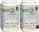 Sunwarrior Chocolate & Vanilla Active Organic Protein Powder Set | Bundle & Save | Vegan Protein Powder | Non-GMO Soy Dairy & Gluten Free (20 Servings Vanilla, 20 Servings Chocolate)